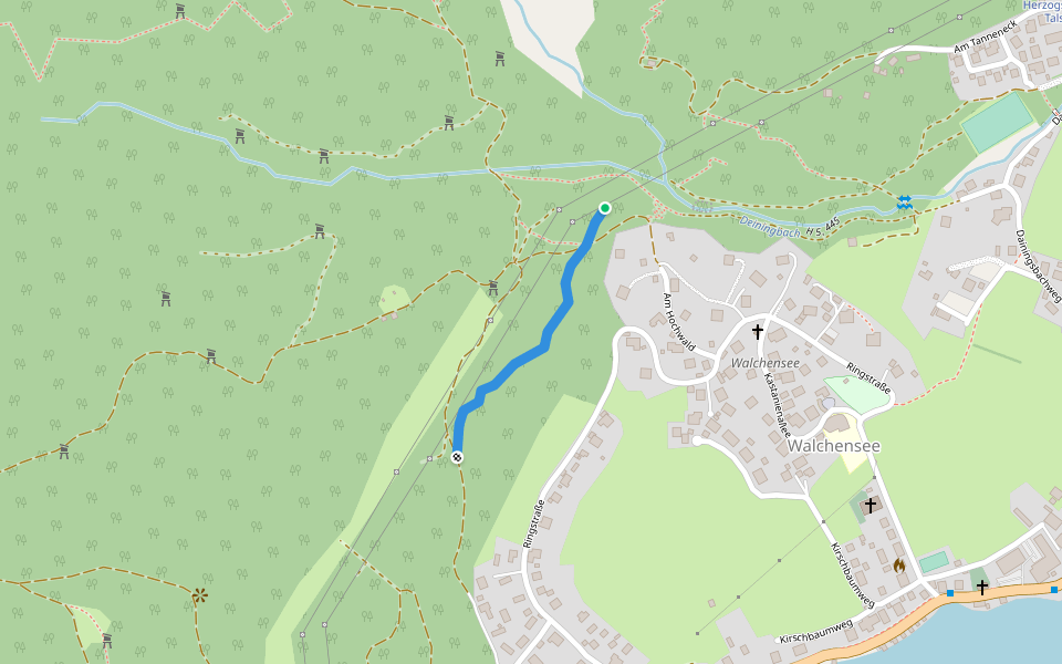 Wald- und Naturlehrpfad walking route map in Kochel am See