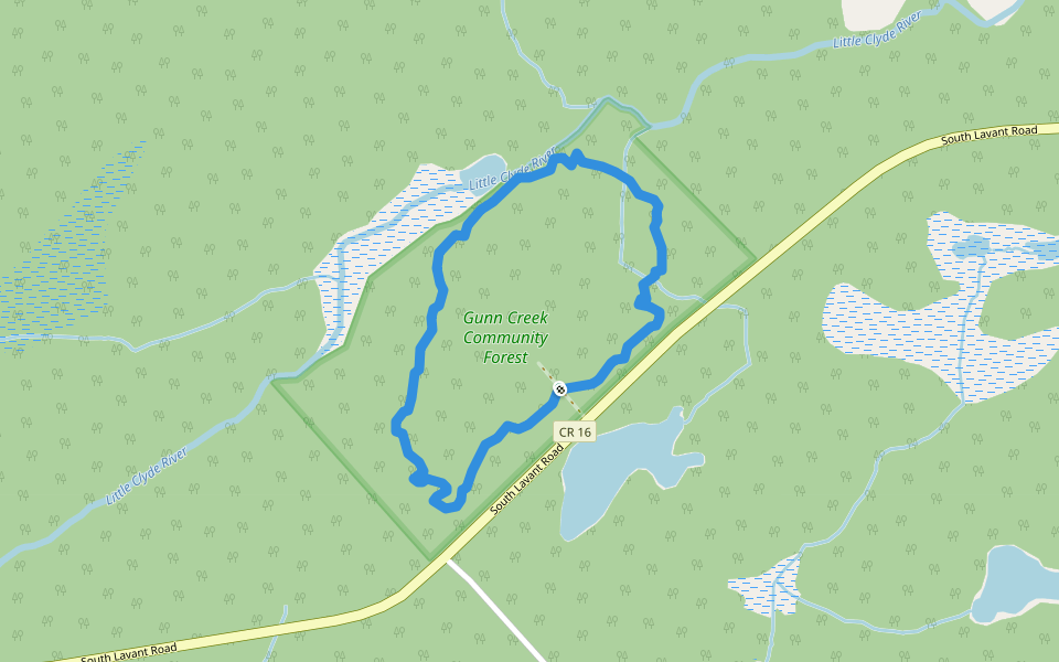 Gunn Creek Trail walking route map in Lanark