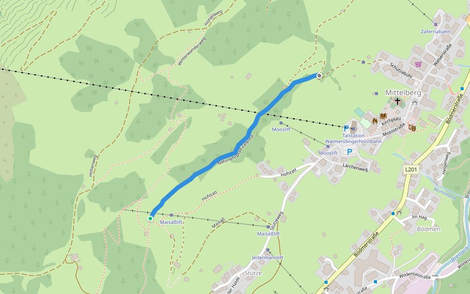 Naturlehrpfad Zaferna walking route map in Laubazug
