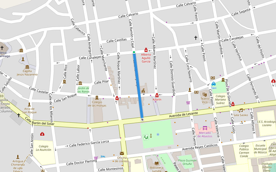 Calle Ramón y Cajal walking route map in Jumilla