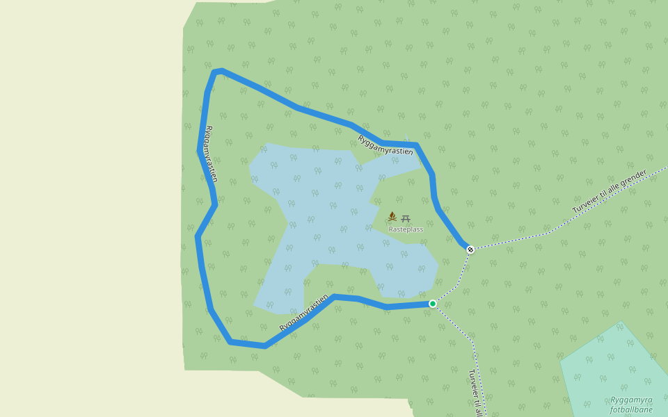 Ryggamyrastien walking route map in Aune