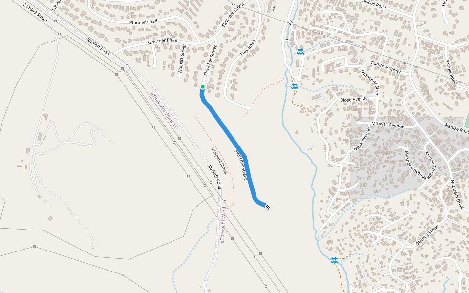 Fleischer Street walking route map in Pinetown