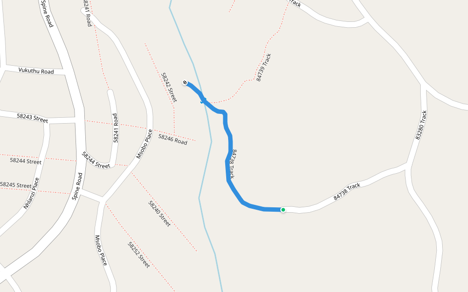 84738 Track walking route map in Folweni