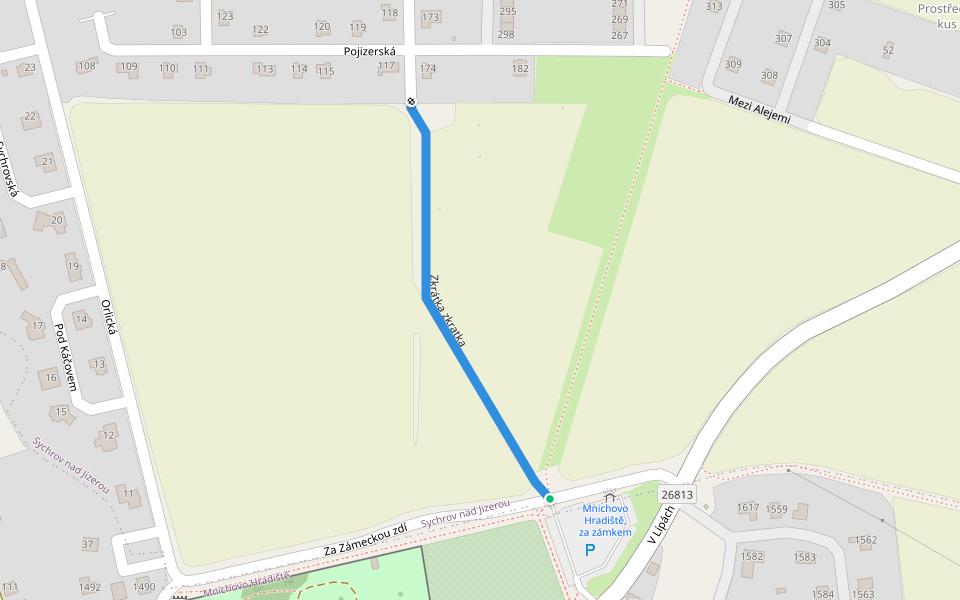 Zkrátka zkratka walking route map in Mnichovo Hradiště