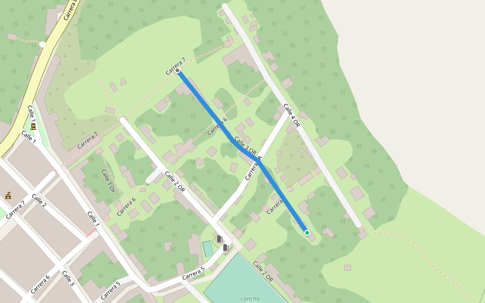 Calle 3 OR walking route map in Dolores