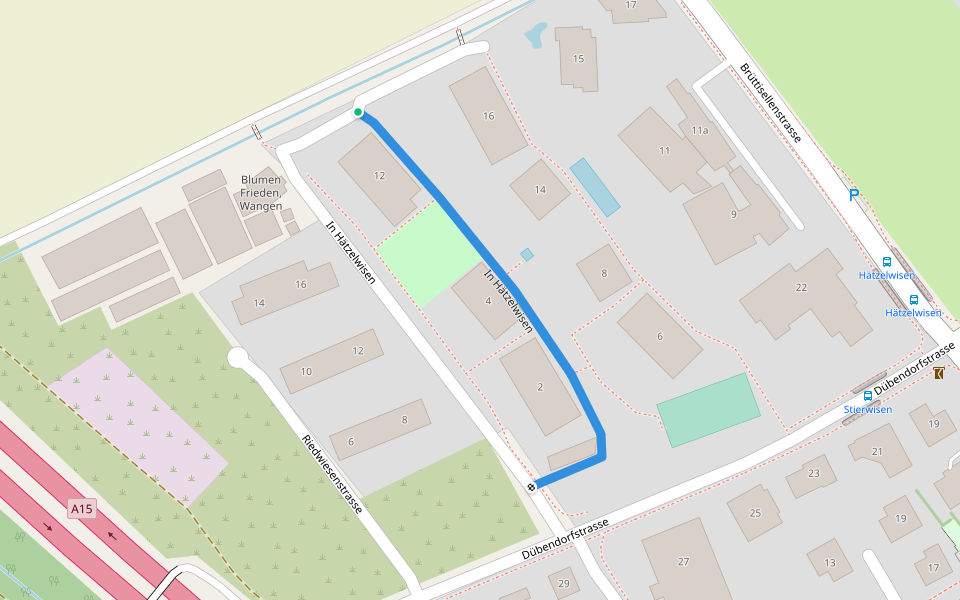 In Hätzelwisen walking route map in Wangen-Brüttisellen