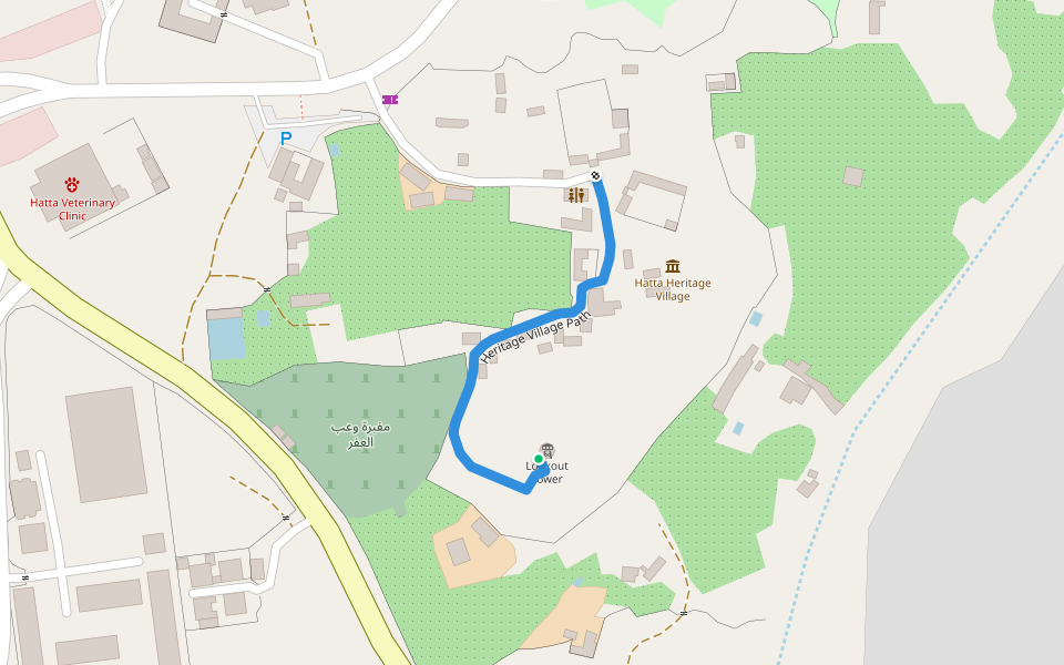 Heritage Village Path walking route map in Hatta