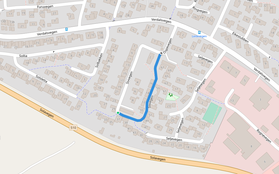 Sivvegen walking route map in Verdalen