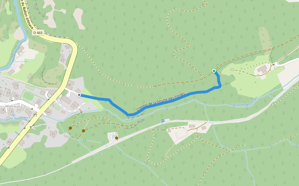 Chemin de la Goutte des Forges walking route map in Lepuix