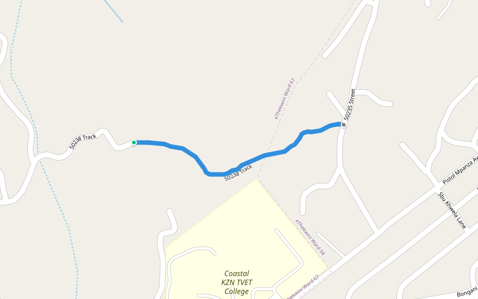 50238 Track walking route map in Cele