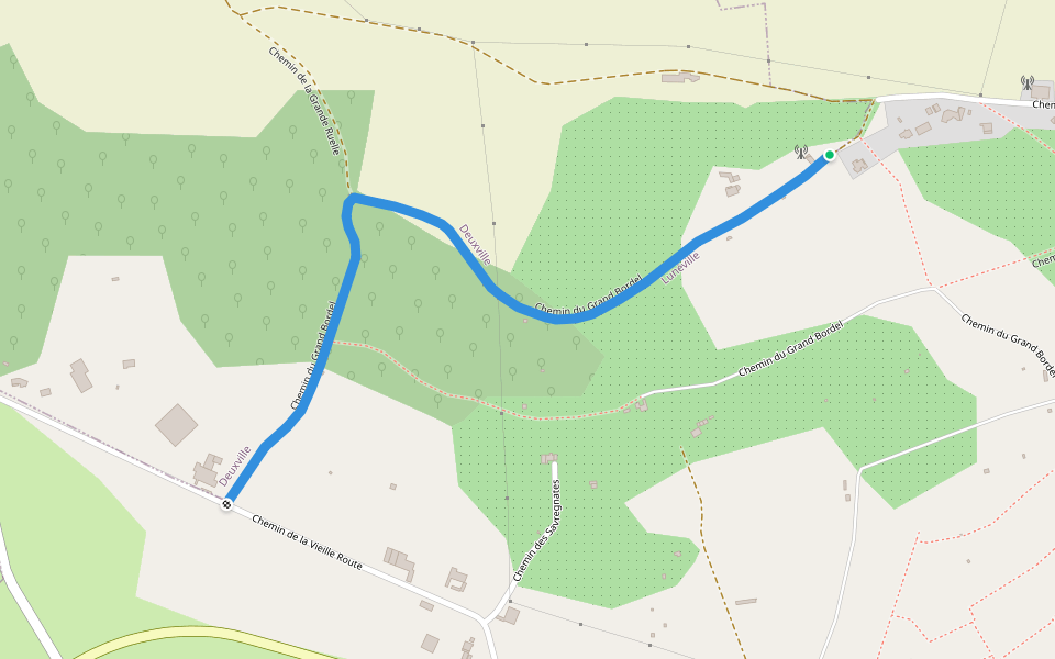 Chemin du Grand Bordel walking route map in Deuxville