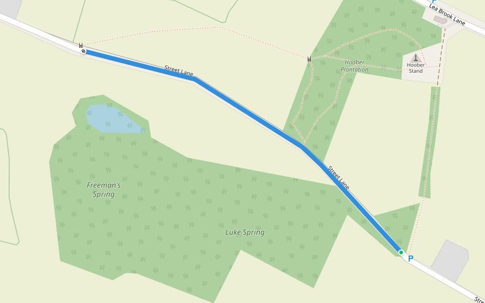 Street Lane walking route map in Brampton Bierlow