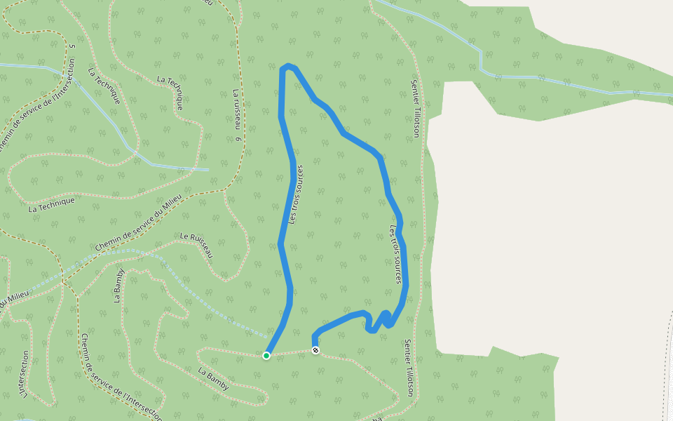 Les trois sources walking route map in Coaticook