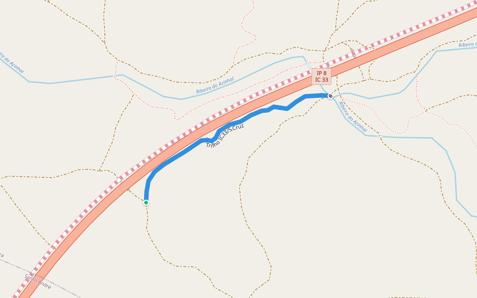 Trilho IC33/S.Cruz walking route map in Santa Cruz