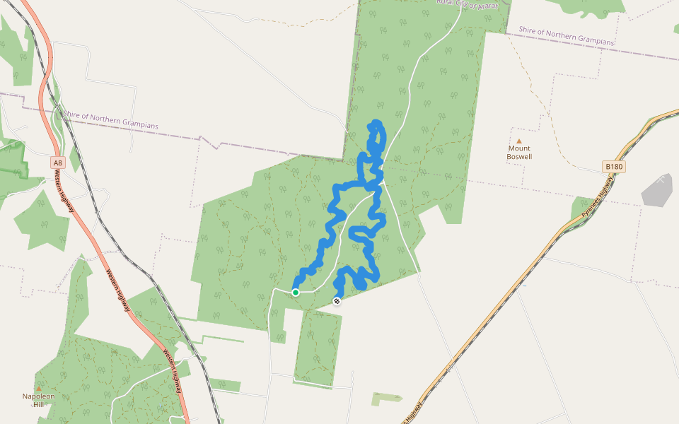 The Commons Single Track walking route map in Ararat