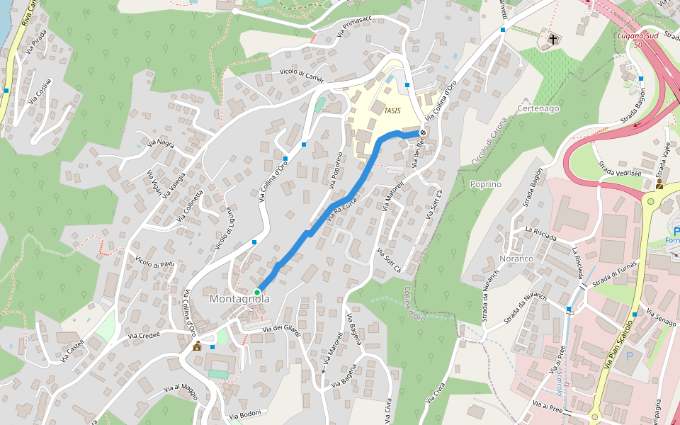 Via Ra Cürta walking route map in Collina d'Oro