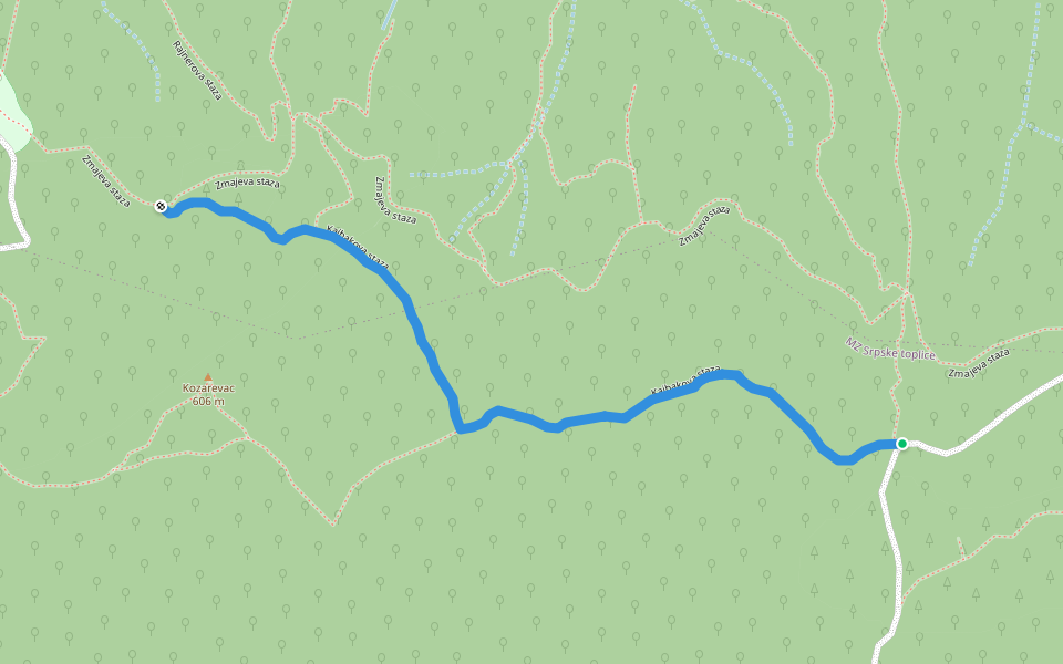 Kajbakova staza walking route map in Banja Luka