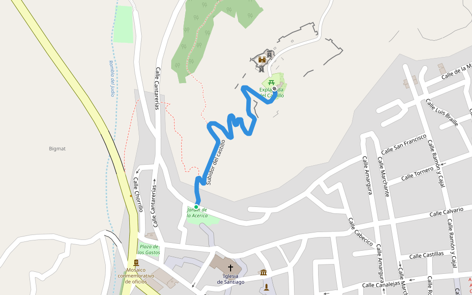 Subidor del castillo walking route map in Jumilla