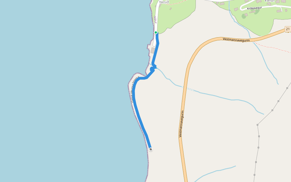 Dánjal Jákupsa Stíggjur walking route map in Válur