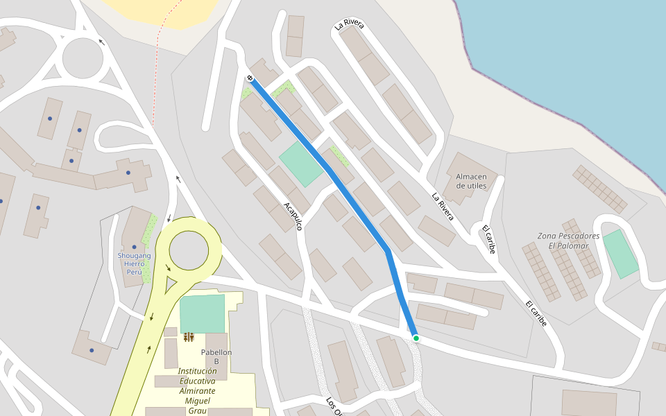 Los Arrecifes walking route map in San Juan de Marcona