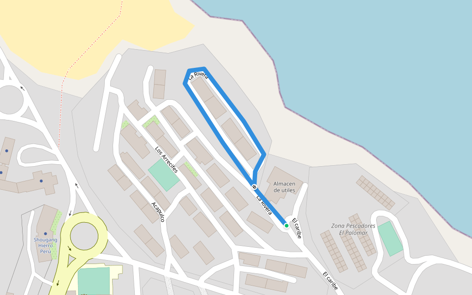 La Rivera walking route map in Paracas