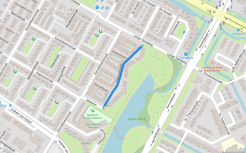 Kokardebloem walking route map in Papendrecht