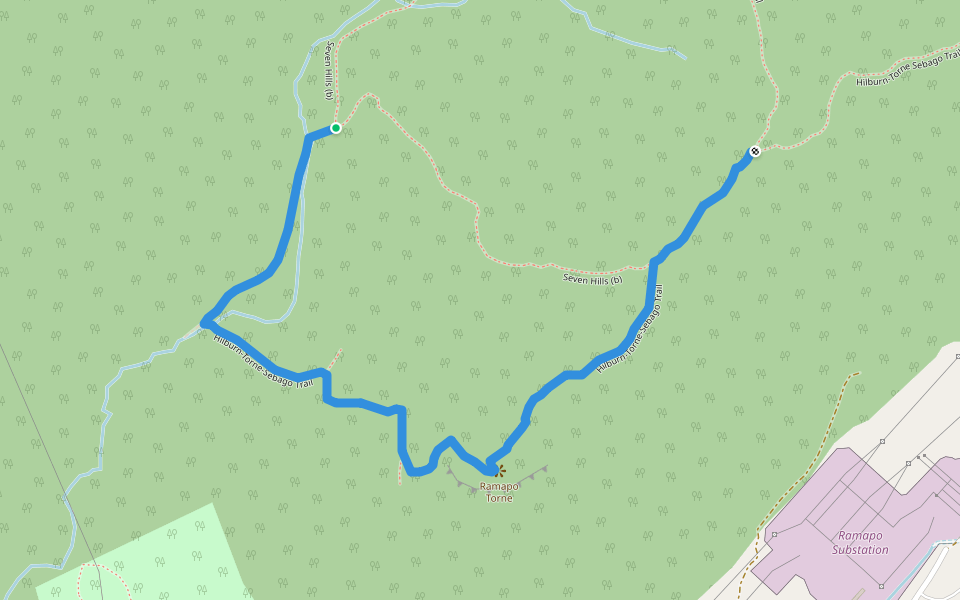 Hilburn-Torne-Sebago Trail walking route map in Airmont