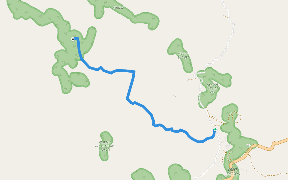 Chemin de Victor vers "Camping Alcide et Nicole" walking route map in Sarramea