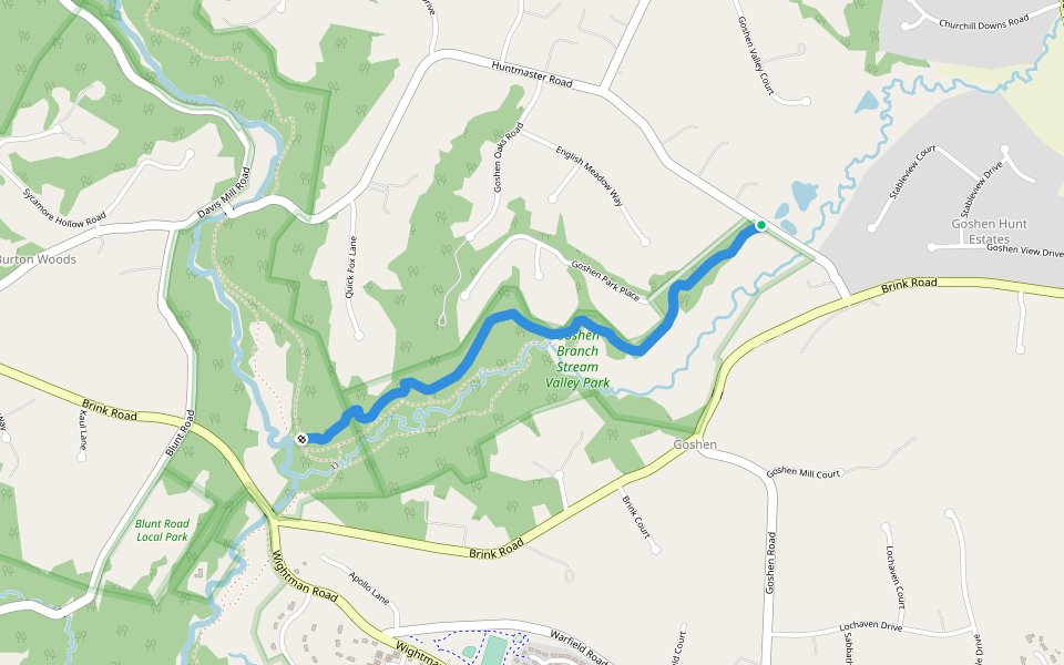Goshen Branch trail walking route map in Gaithersburg