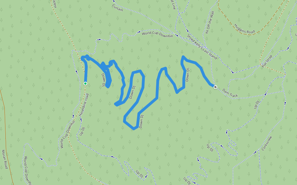 Down DJ walking route map in Wandiligong