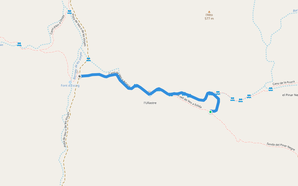 Camí de Veo a Artana walking route map in L'Alcúdia de Veo