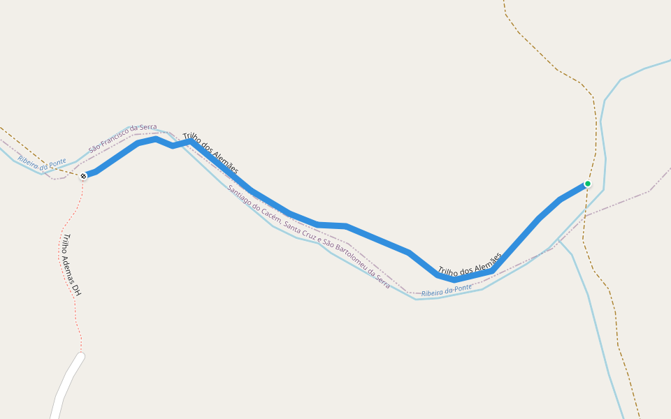 Trilho dos Alemães walking route map in Santa Cruz