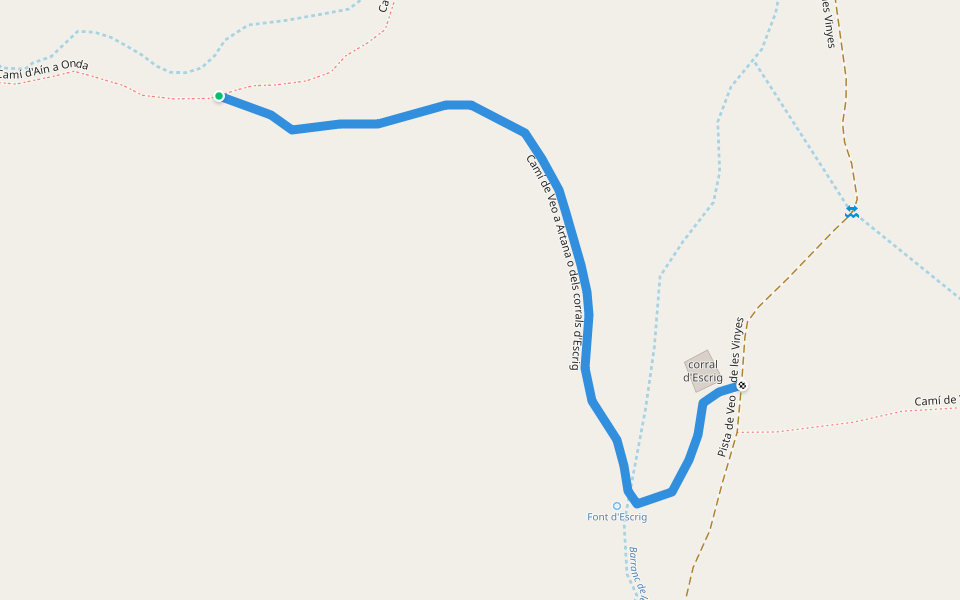 Camí de Veo a Artana o dels corrals d'Escrig walking route map in L'Alcúdia de Veo