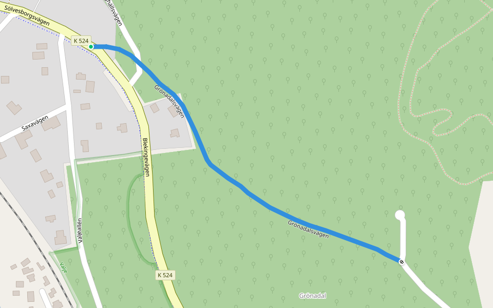 Grönadalsvägen walking route map in Sölvesborg