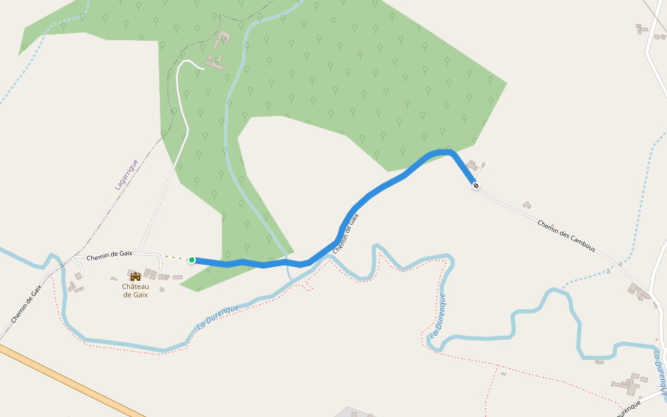Chemin de Gaïx walking route map in Valdurenque