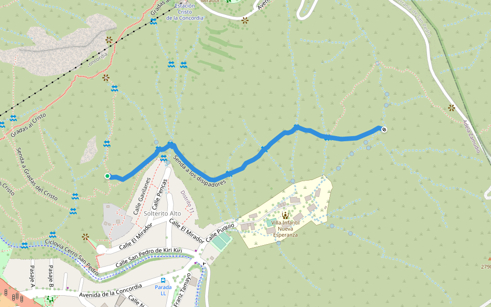 Senda a los disipadores walking route map in Cochabamba