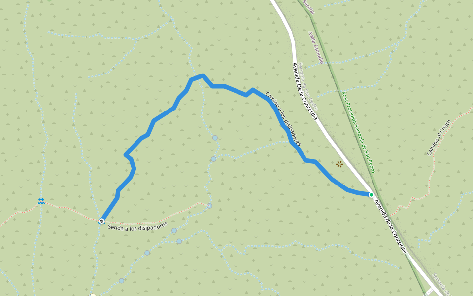 Camino a los disipadores walking route map in Cochabamba