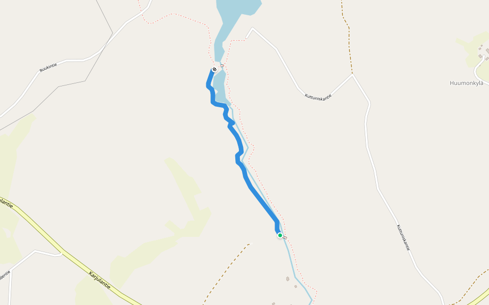 Pirkan Taival/Kuttuniskan lenkki walking route map in Karjula