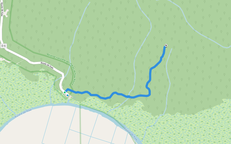 Sentier de la Roche Favard walking route map in Kourou