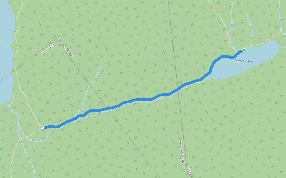 Puffer Pond Brook Trail walking route map in North Creek