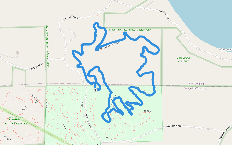 Conjunction Junction walking route map in Boyne City