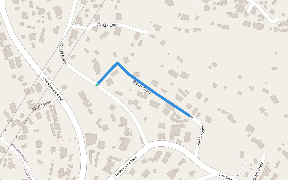 200436 Street walking route map in Tshelimnyama
