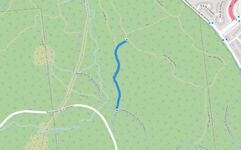 #43 (Boréale) walking route map in Chelsea