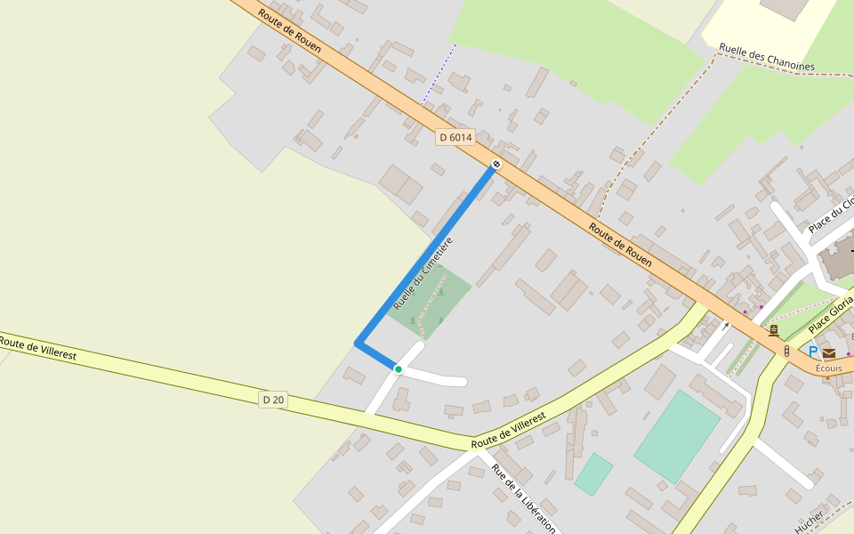 Ruelle du Cimetière walking route map in Écouis