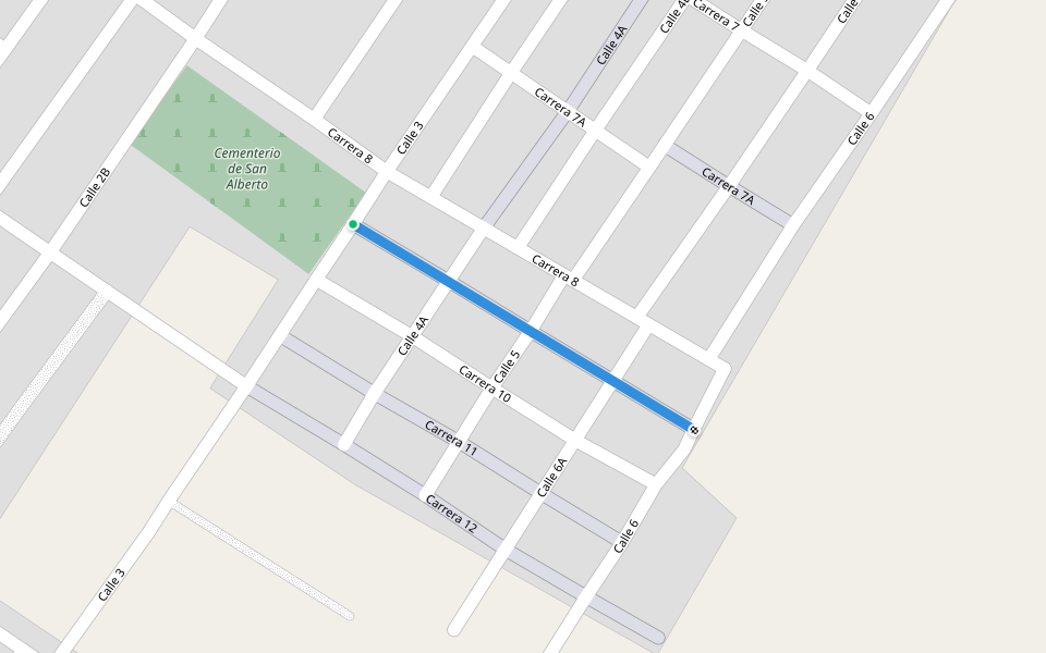 Carrera 9 walking route map in San Alberto