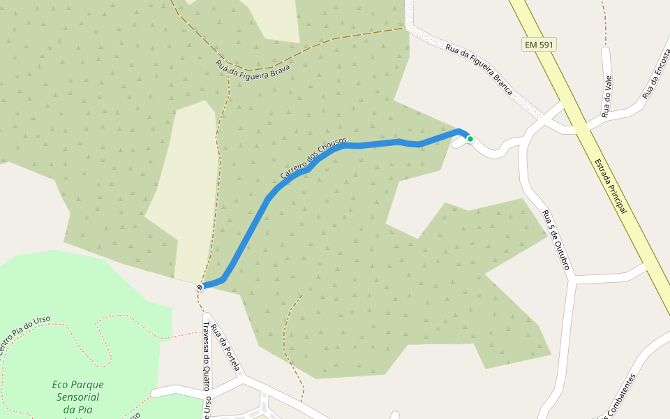 Carreiro dos Chousos walking route map in Barreira de Água