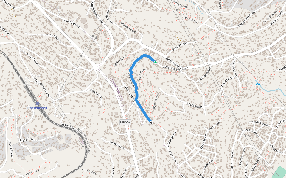 200413 Street walking route map in Tshelimnyama