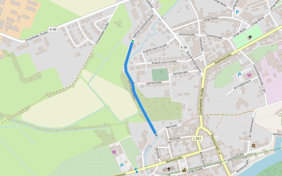 Georg-Bohl-Weg walking route map in Loitz