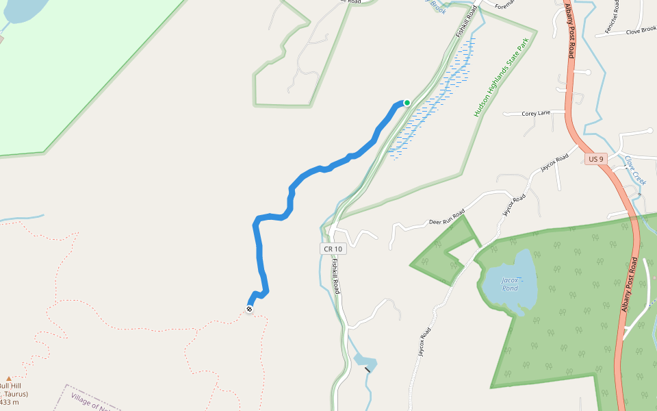 Highlands (blue) walking route map in Cold Spring