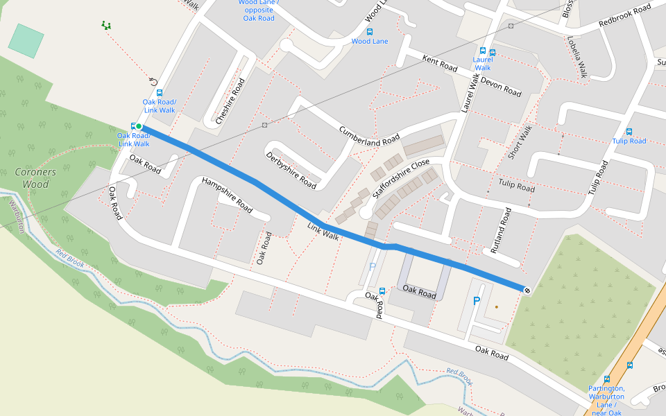 Link Walk walking route map in Partington